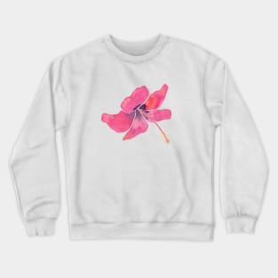 Pink Tropical Hibiscus Watercolor Illustration with a white background Crewneck Sweatshirt